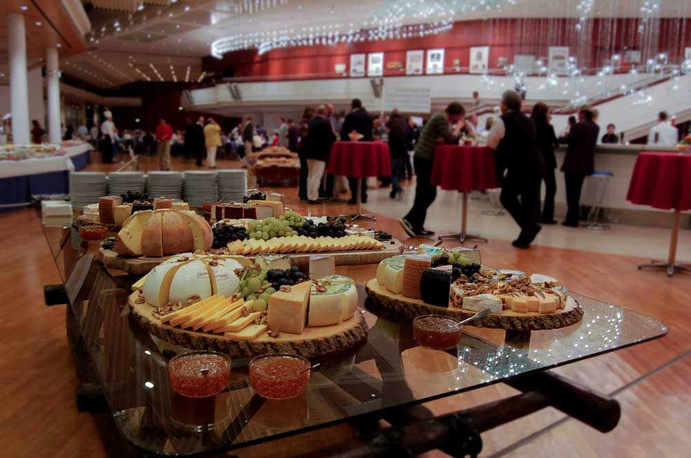 buffet food table at corporate event