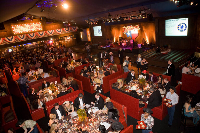 view of dining tables at British Red Cross London Ball Honkey Tonk Blues country music themed fundraising event