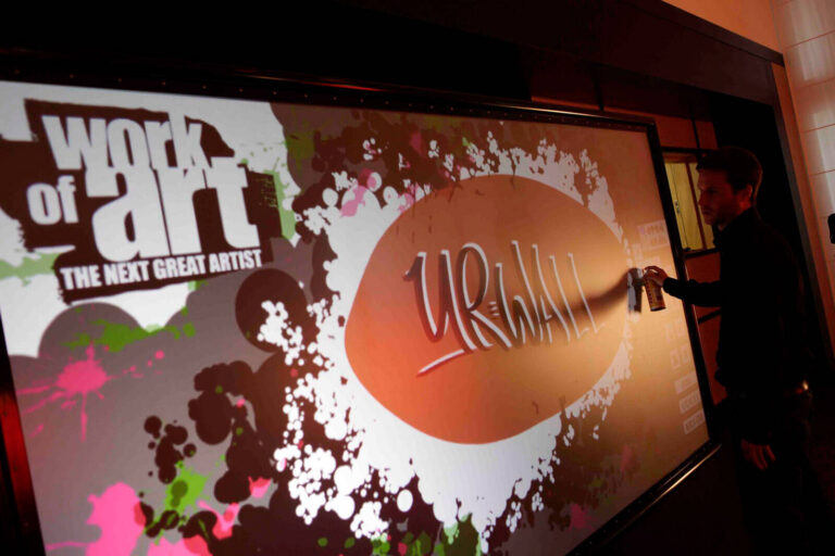 Digital graffiti wall at Sarah Jessica Parker's Work of Art tv show launch event