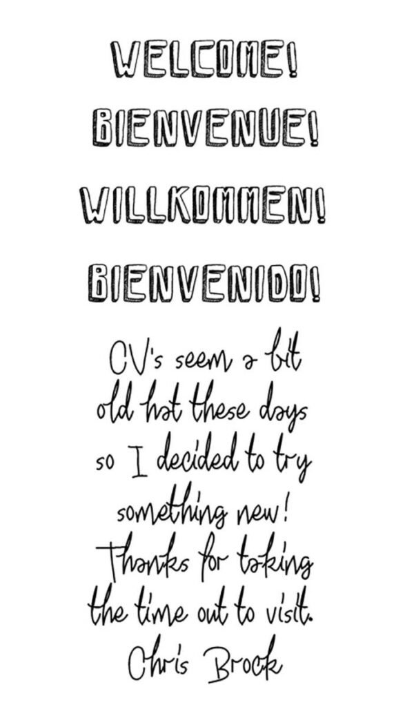 employing chris CV welcome page