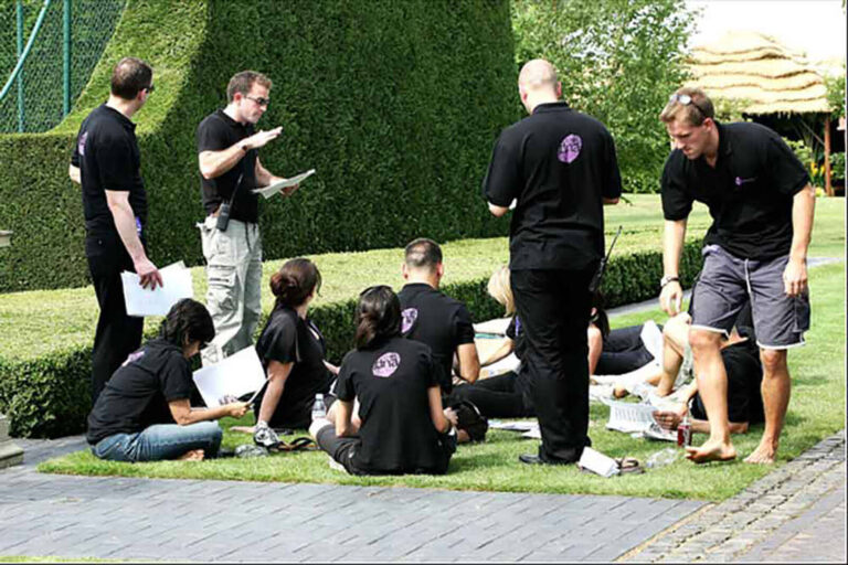 onsite event planners team briefing