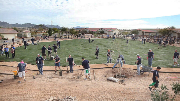 people building a park in the desert for Sunshine Children's Home by ACCESS Destination Services