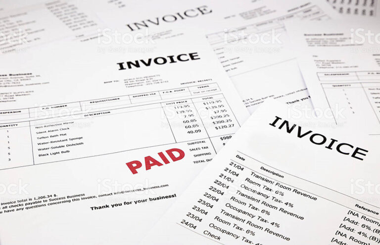 stack of invoices