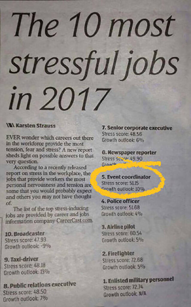 newspaper cutting listing the 10 most stressful jobs of 2017