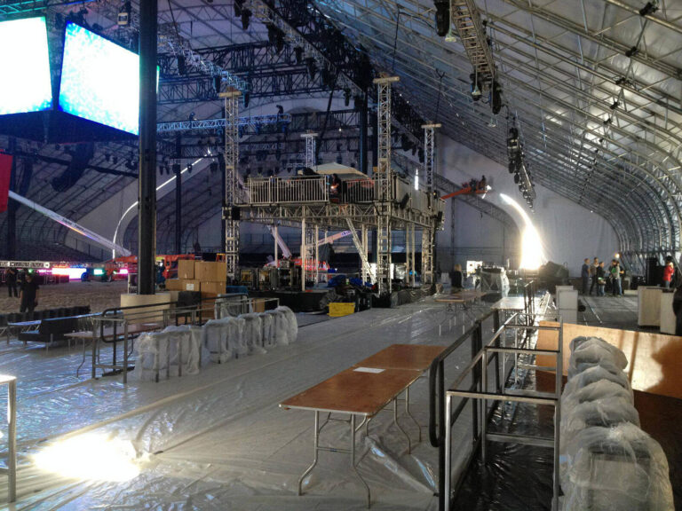 NOLA Super Bowl XLVII event under construction in a tent