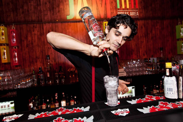 barman pouring vodka at Smirnoff Nightlife Exchange Project 2011 experiential marketing event