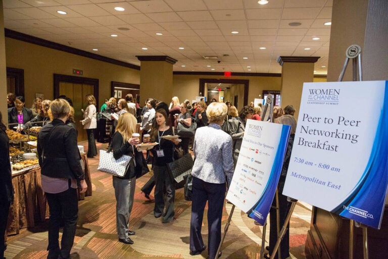 Delegates at a networking breakfast at Women of the Channel Leadership Summit conference